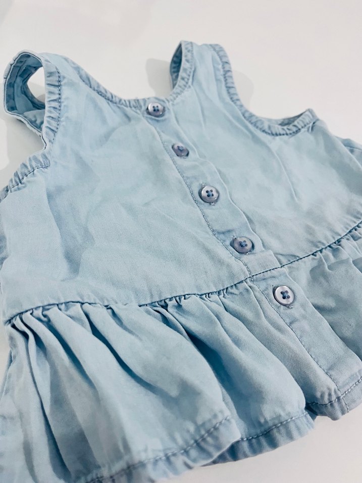 Kız Çocuk Mavi Denim Fırfırlı bluz - Görsel 3