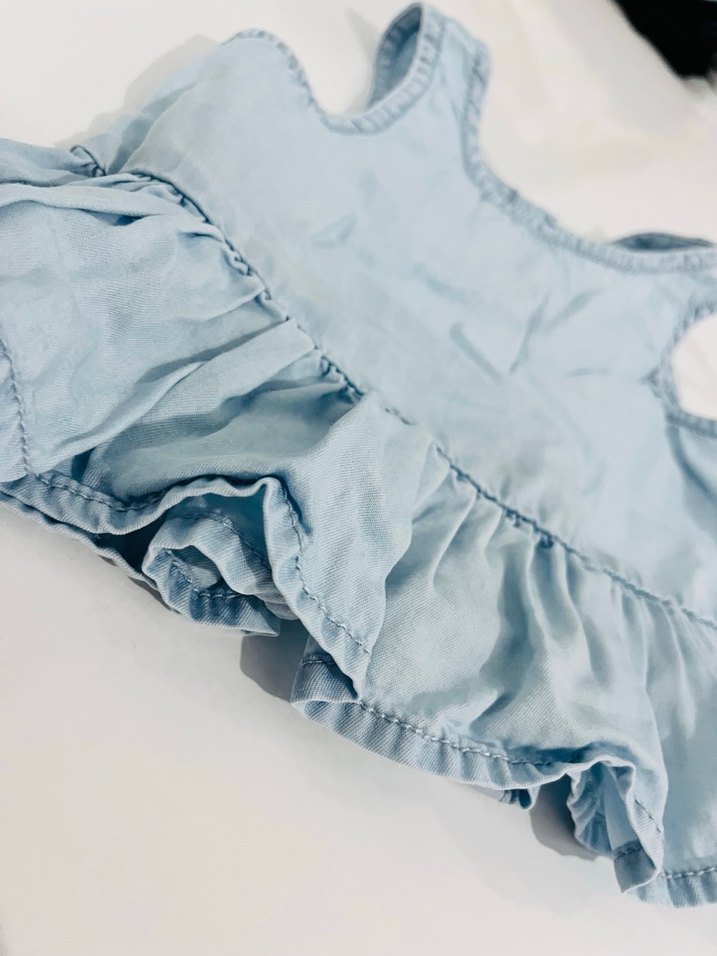 Kız Çocuk Mavi Denim Fırfırlı bluz - Görsel 4