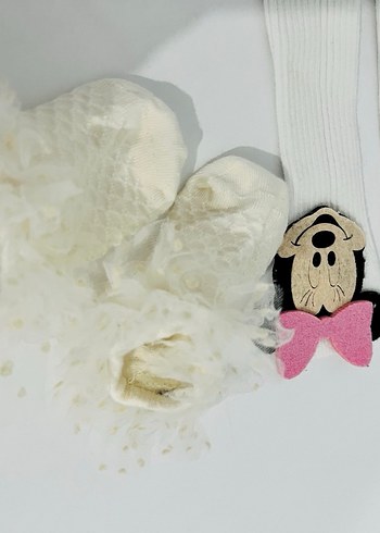 Nakışlı Pamuklu Beyaz Çocuk Çorap - Görsel 3