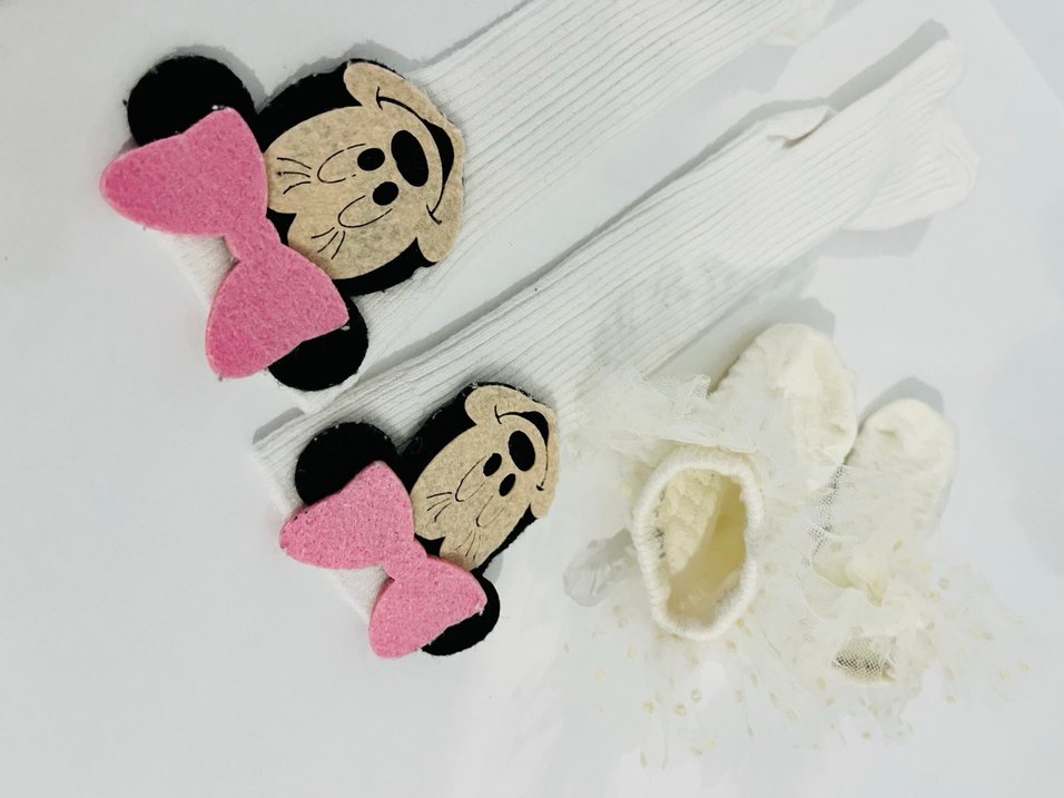 Nakışlı Pamuklu Beyaz Çocuk Çorap - Görsel 2