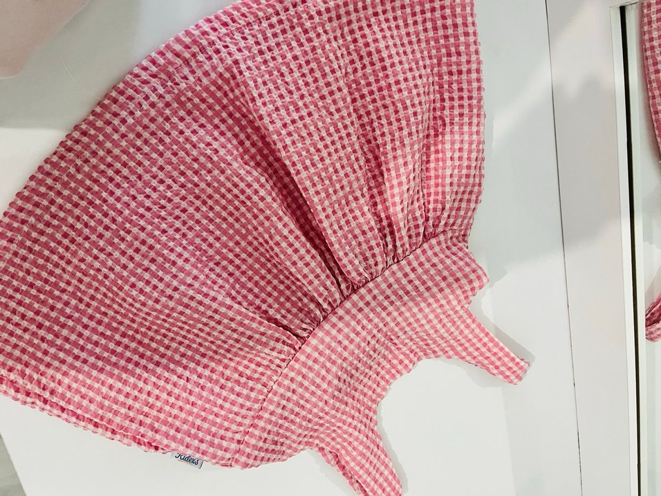 Pamuklu Beyaz Fiyonklu pembe elbise - Görsel 3