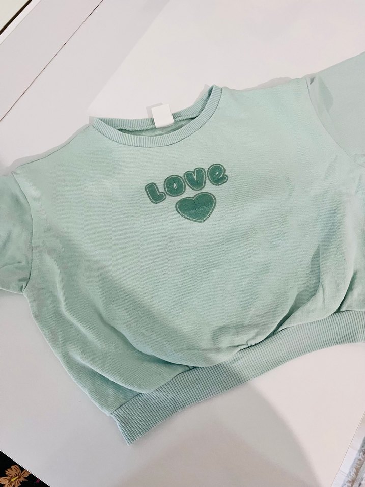 Kız Çocuk Yeşil Baskılı Sweatshirt pantolon takım - Görsel 2