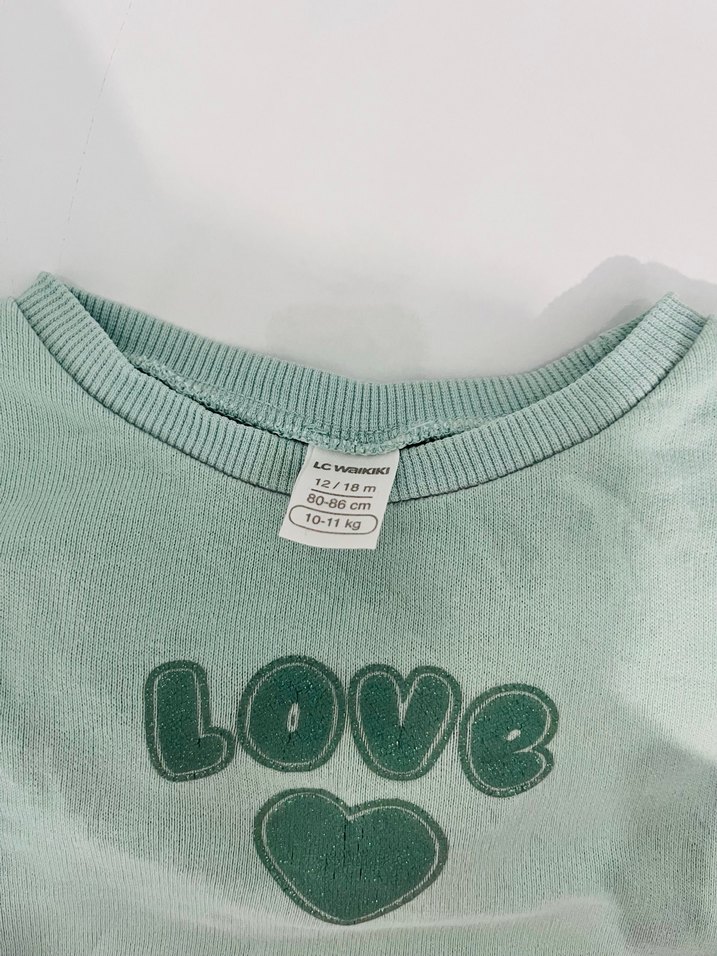 Kız Çocuk Yeşil Baskılı Sweatshirt pantolon takım - Görsel 4