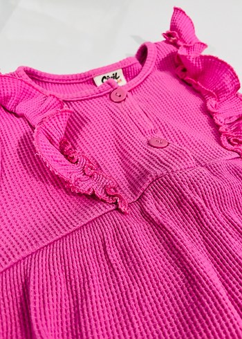 Pembe Fırfırlı Bebek Kız Tulum - Görsel 3