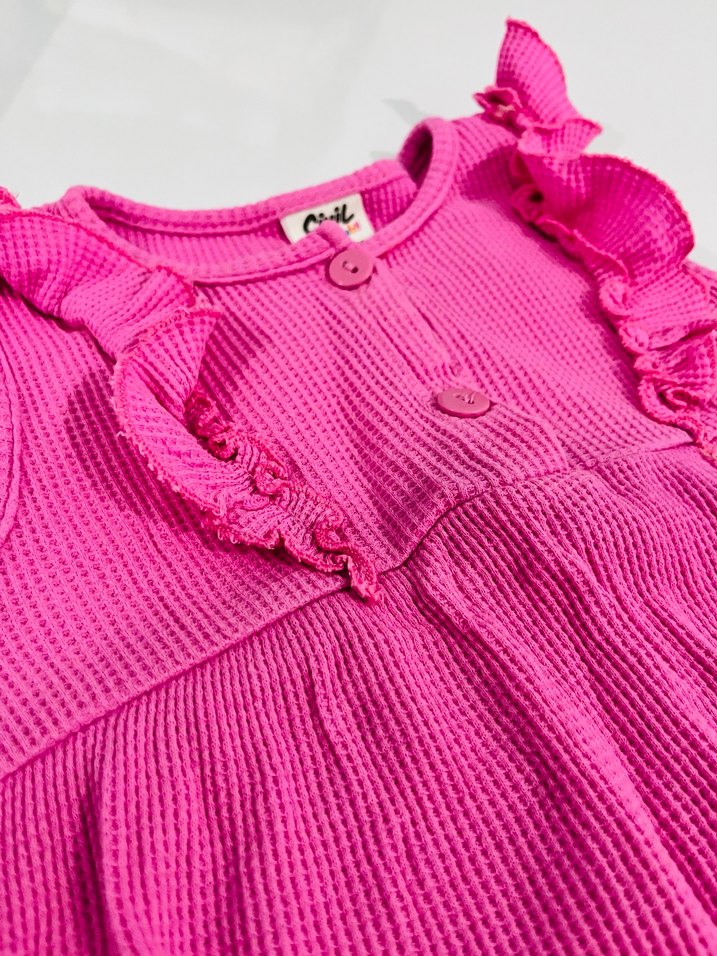 Pembe Fırfırlı Bebek Kız Tulum - Görsel 3