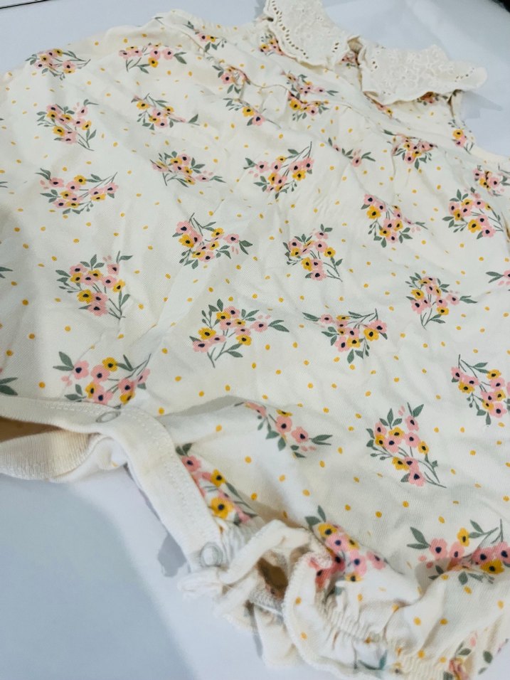 Dantel Yakalı Nakışlı Kız tulum - Görsel 5