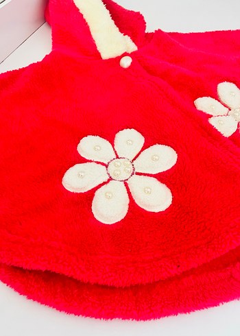 Kızlar için Nakışlı pembe panço - Görsel 3