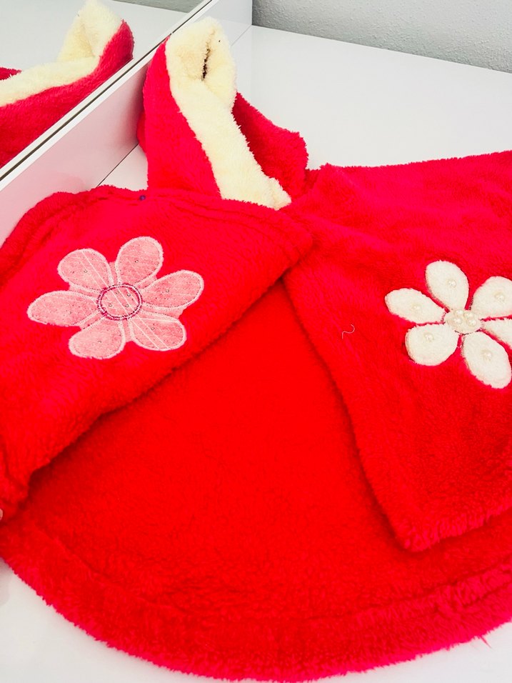 Kızlar için Nakışlı pembe panço - Görsel 2