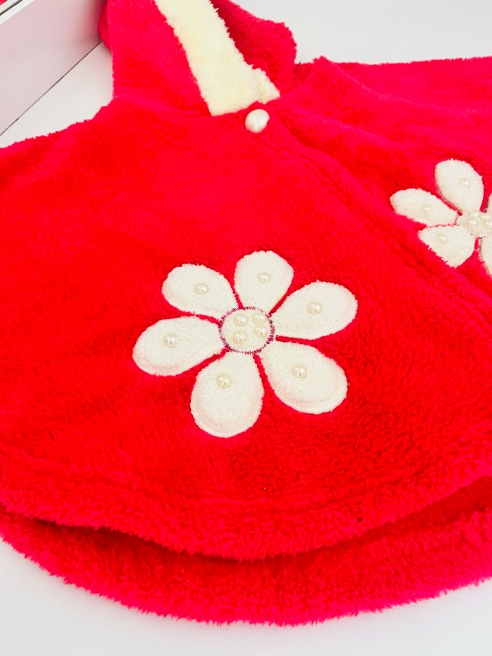 Kızlar için Nakışlı pembe panço - Görsel 3