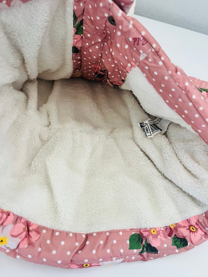 Çiçek Baskılı Pembe Kız Mont - Görsel 4