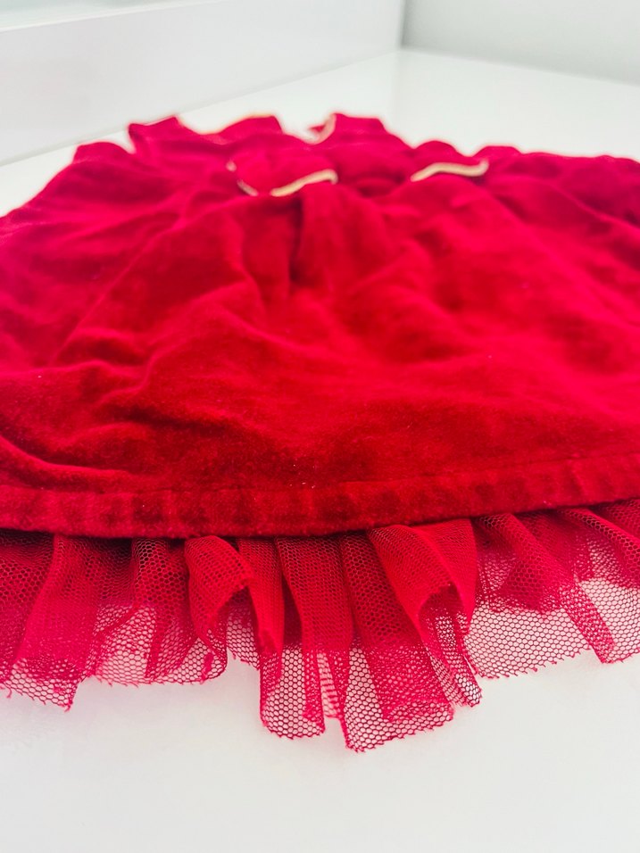 Kız Çocuk Kırmızı Fırfırlı Elbise - Görsel 3