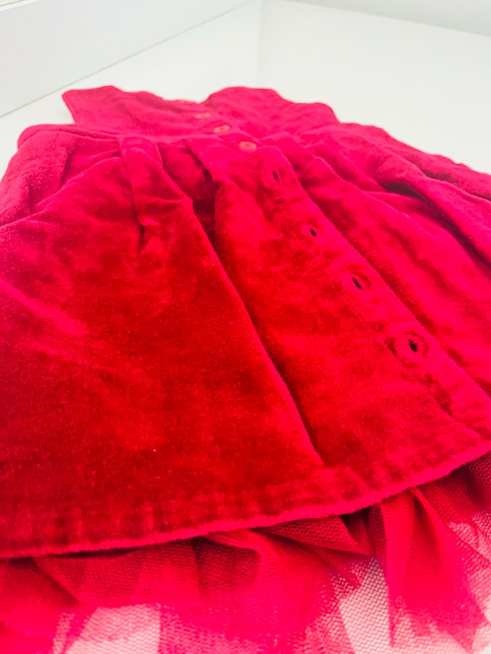 Kız Çocuk Kırmızı Fırfırlı Elbise - Görsel 2