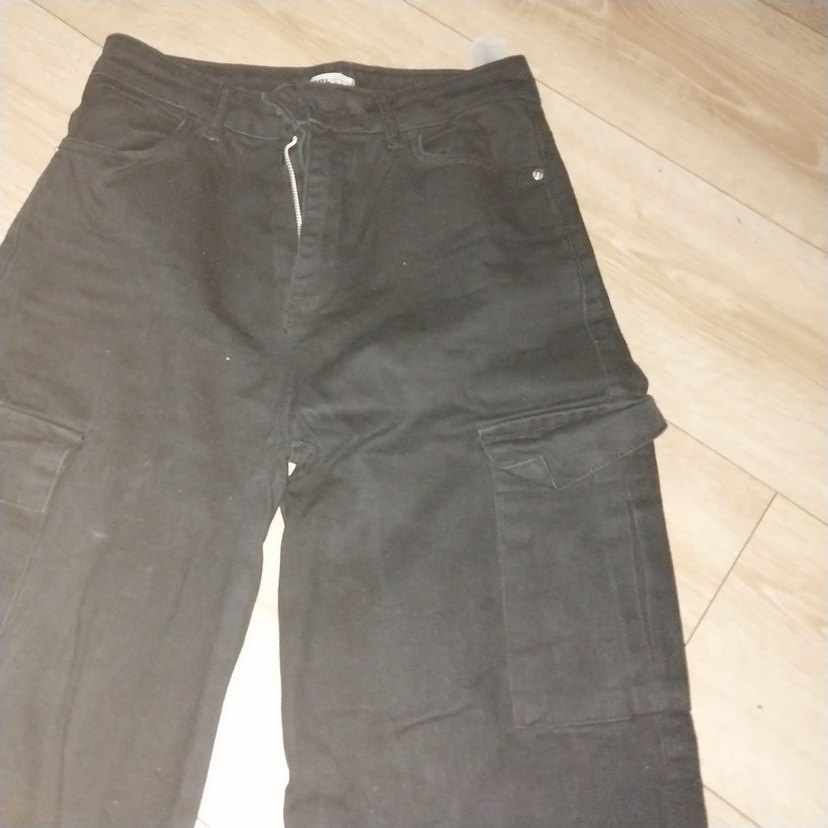 Kadın Siyah Bol Kargo Pantalon - Görsel 2