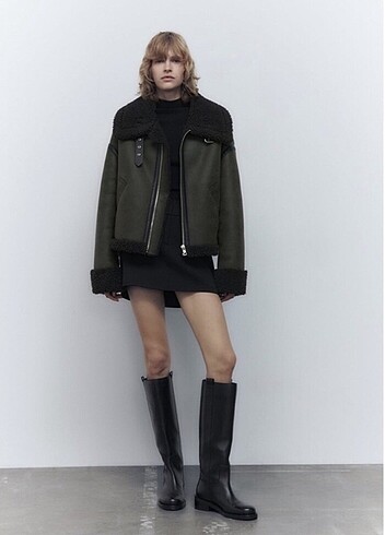 Zara içi kürklü biker model mont