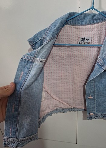 Koton Nakışlı Mavi Denim Kız Ceket