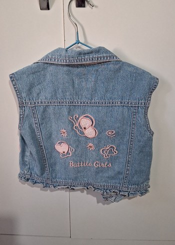 24-36 Ay Beden Nakışlı Mavi Denim Kız Ceket