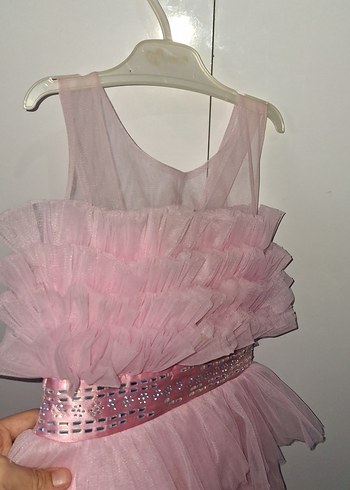 LC Waikiki Pembe Kız Çocuk Fırfırlı Askılı Elbise