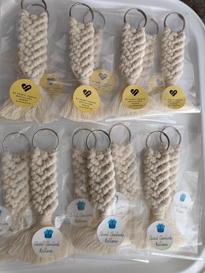 Bohem Makrome Püsküllü Anahtarlık - Görsel 5