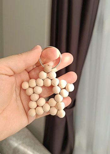Boncuklu Bej Yıldız Anahtarlık (3 adet set olarak satışta ) - Görsel 3