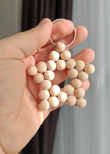 Boncuklu Bej Yıldız Anahtarlık (3 adet set olarak satışta ) - Görsel 4