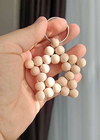 Boncuklu Bej Yıldız Anahtarlık (3 adet set olarak satışta ) - Görsel 2