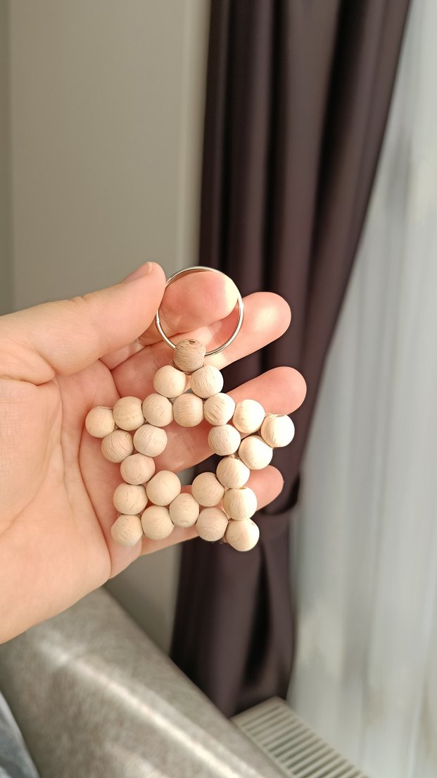 Boncuklu Bej Yıldız Anahtarlık (3 adet set olarak satışta ) - Görsel 3