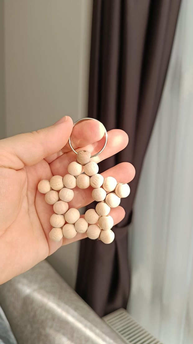 Boncuklu Bej Yıldız Anahtarlık (3 adet set olarak satışta ) - Görsel 5