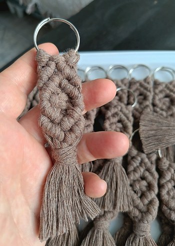 Bohem Püsküllü Kahverengi Anahtarlık - Görsel 3