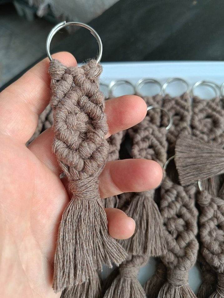 Bohem Püsküllü Kahverengi Anahtarlık - Görsel 3