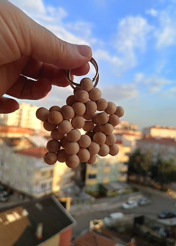 Bej Boncuklu Bohem Anahtarlık - Görsel 2