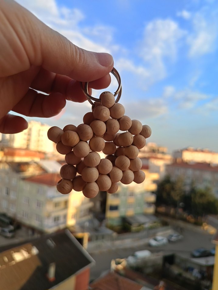 Bej Boncuklu Bohem Anahtarlık - Görsel 2