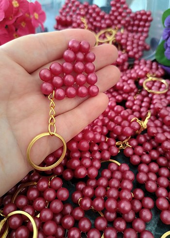 Kırmızı İnciBoncuklu Bohem Anahtarlık - Görsel 2