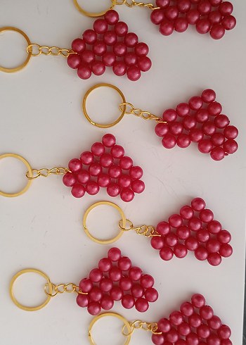 Kırmızı İnciBoncuklu Bohem Anahtarlık - Görsel 3