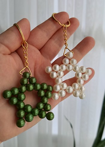 Boncuklu Yeşil Yıldız Anahtarlık 3Adet - Görsel 2