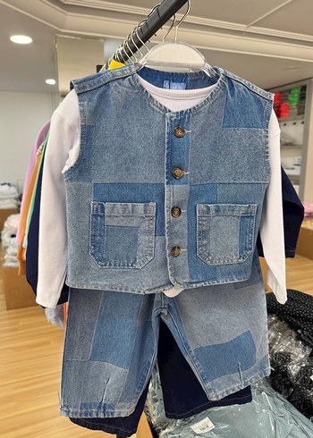 3 Yaş Beden LACİEL PARİS PATCHWORK KOT YELEK & PANTOLON TAKIM