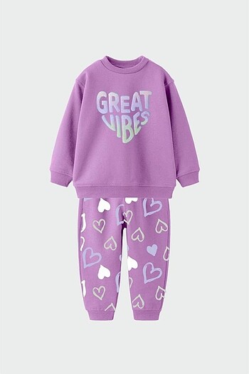 ZARA GREAT VİBES KALPLİ TAKIM