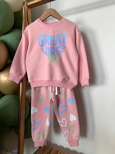 Zara ZARA GREAT VİBES KALPLİ TAKIM