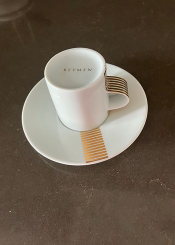 Beymen Beyaz altın Kahve Fincanı ve Tabağı