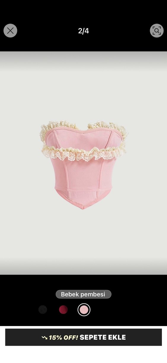 Dantel Detaylı Pembe Straplez Bustiyer - Görsel 2