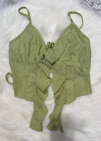 Yeşil Nakışlı Fırfırlı Mini Büstiyer - Görsel 2