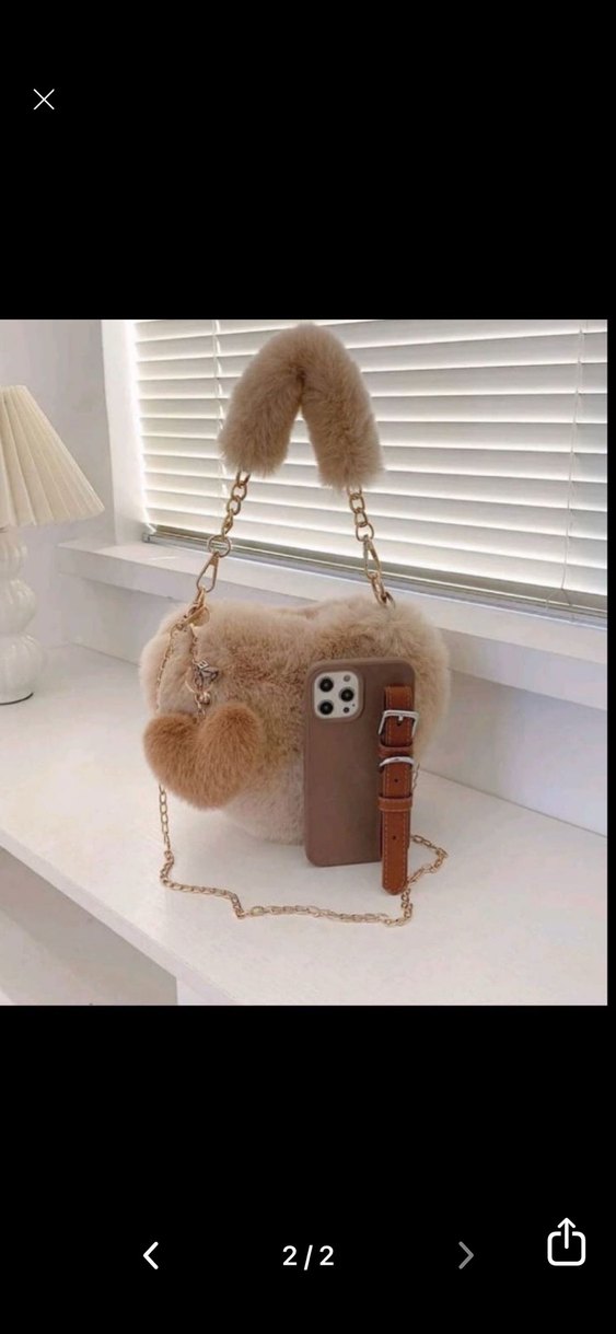 Bej Peluş Detaylı Kadın Çanta - Görsel 2