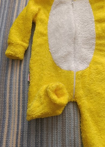 24-36 Ay Beden sarı Renk Kapüşonlu Sarı Tavşan Kostümü Çocuk Tulumu