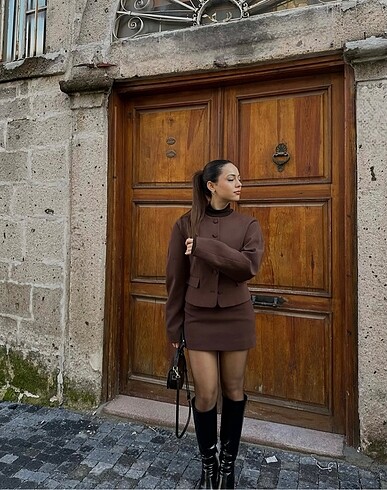 Zara Bomber blazer - etek takım - Görsel 5