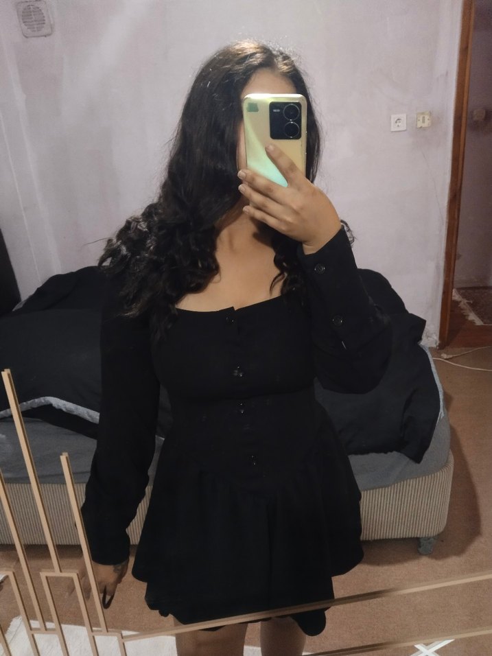 kısa Siyah Gotik Elbise - Görsel 2