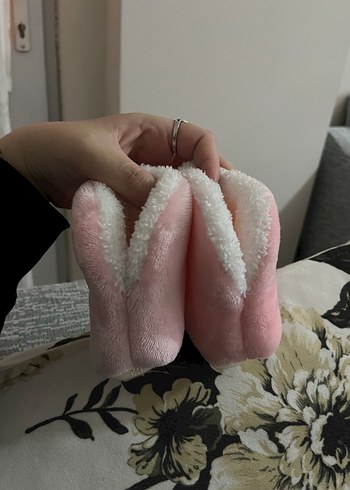 Kız Çocuk Pembe Sıcak Peluş Ev Terliği - Görsel 2