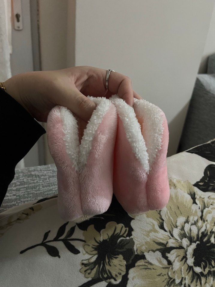 Kız Çocuk Pembe Sıcak Peluş Ev Terliği - Görsel 2