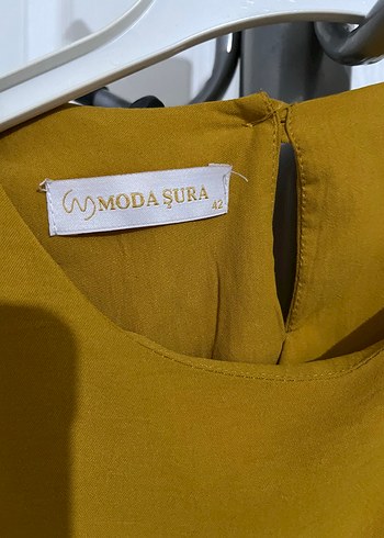 Diğer Sarı Kadın Midi Tunik, Uzun Kollu