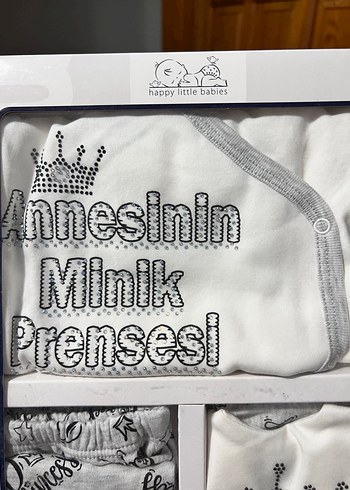 Yenidoğan Beden beyaz Renk Baskılı Beyaz Uzun Kollu Bebek Hastane Kıyafeti