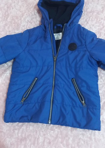 Mavi Kapüşonlu Fermuarlı Erkek Çocuk Mont - Görsel 2