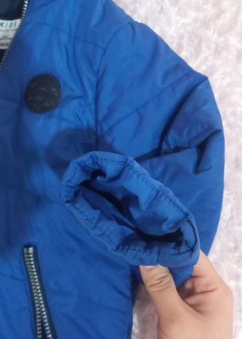 Mavi Kapüşonlu Fermuarlı Erkek Çocuk Mont - Görsel 3